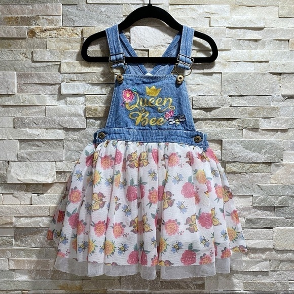 LITTLE Lass Queen Bee Overalls Skirt - Picture 1 of 9
